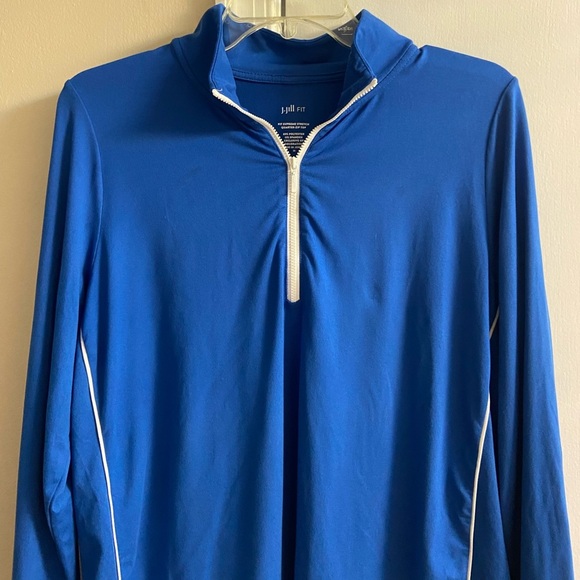 J Jill Fit supreme stretch 1/4 zip up blue Athleisure sport Medium - Picture 3 of 5
